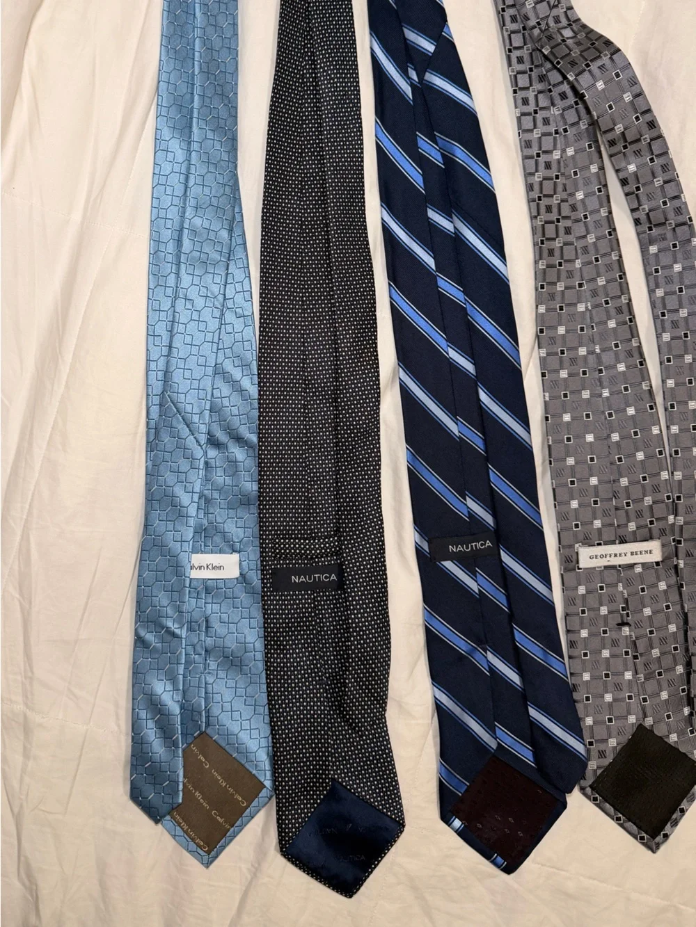 4x Men's Blue & Gray Patterned Silk Ties
